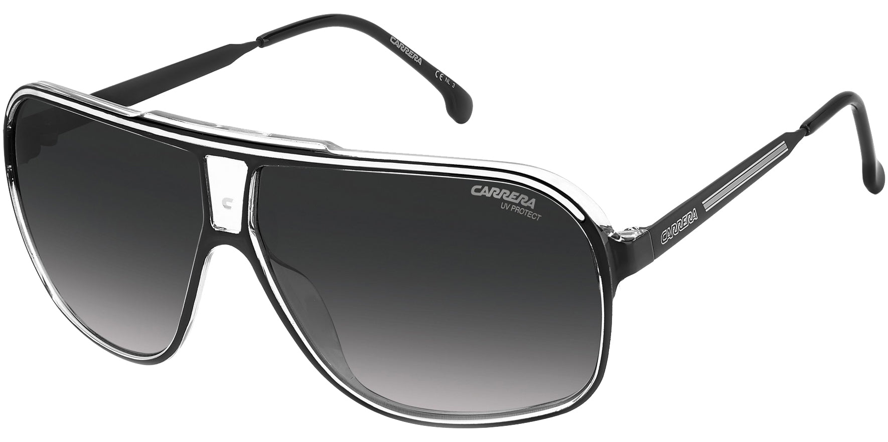 Carrera Grand Prix 3 Black/White Oversized Navigator w/ Gradient Lens