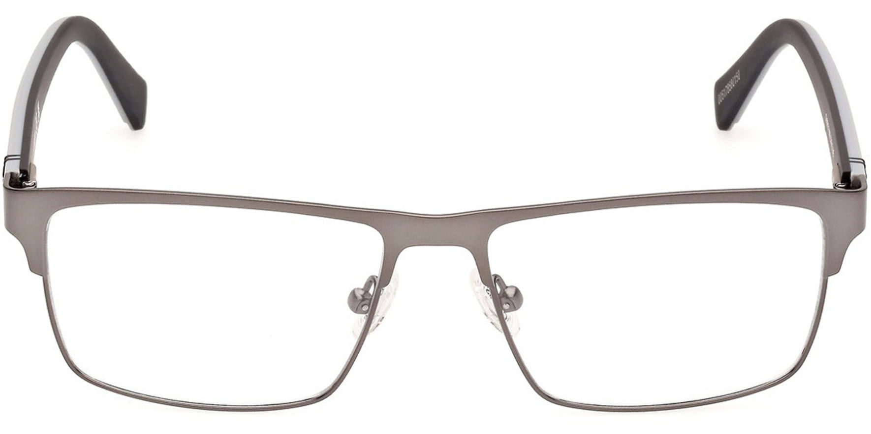 Guess Matte Gunmetal Rectangle Browline Eyeglass Frames