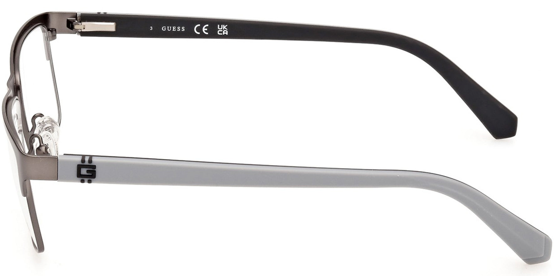 Guess Matte Gunmetal Rectangle Browline Eyeglass Frames