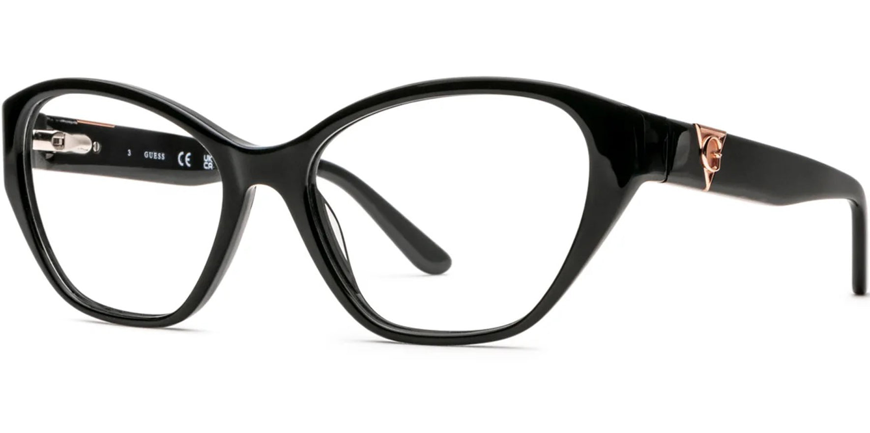 Guess Petite Fit Shiny Black Cat-Eye Eyeglass Frames