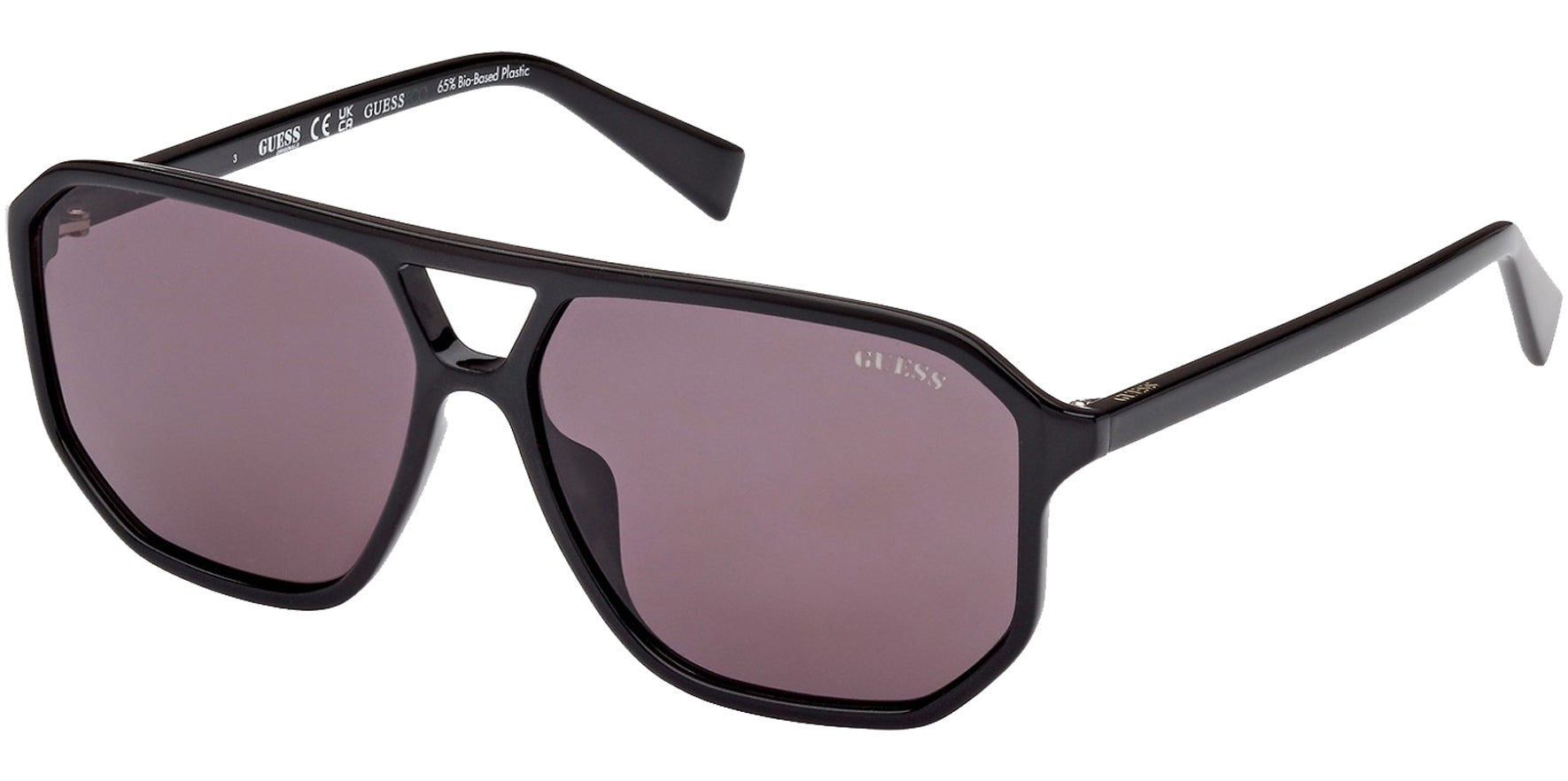 Guess Shiny Black Pilot w/ Slim Temples