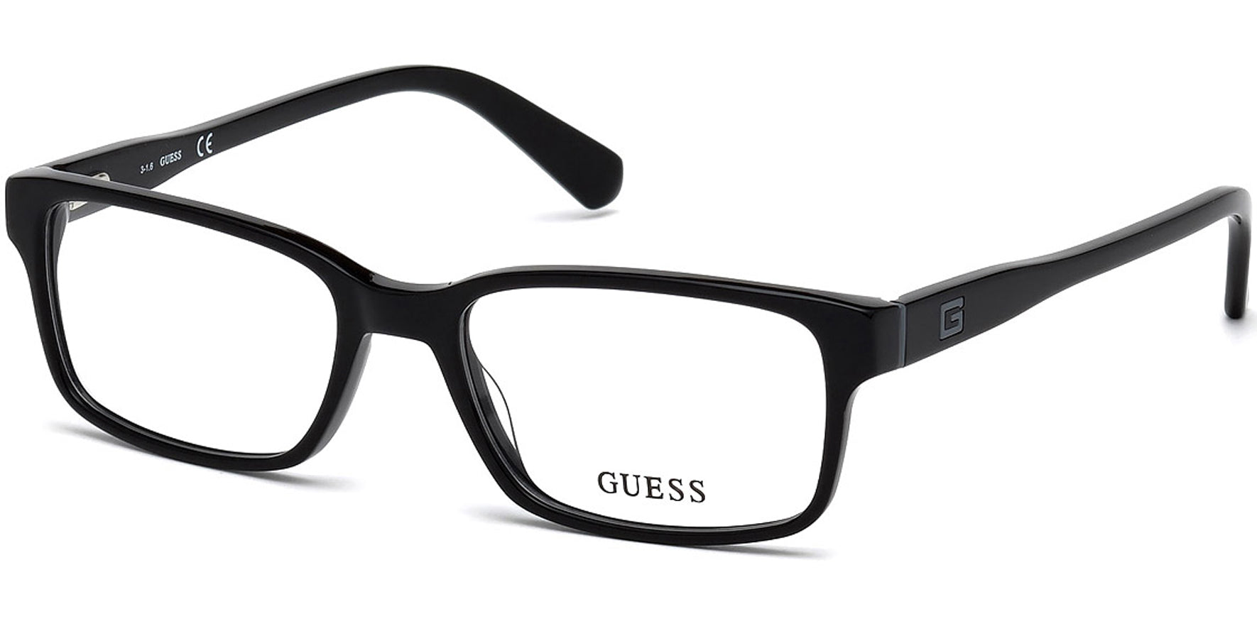 Guess Shiny Black Rectangle Eyeglass Frames w/ Spring Flex Hinges