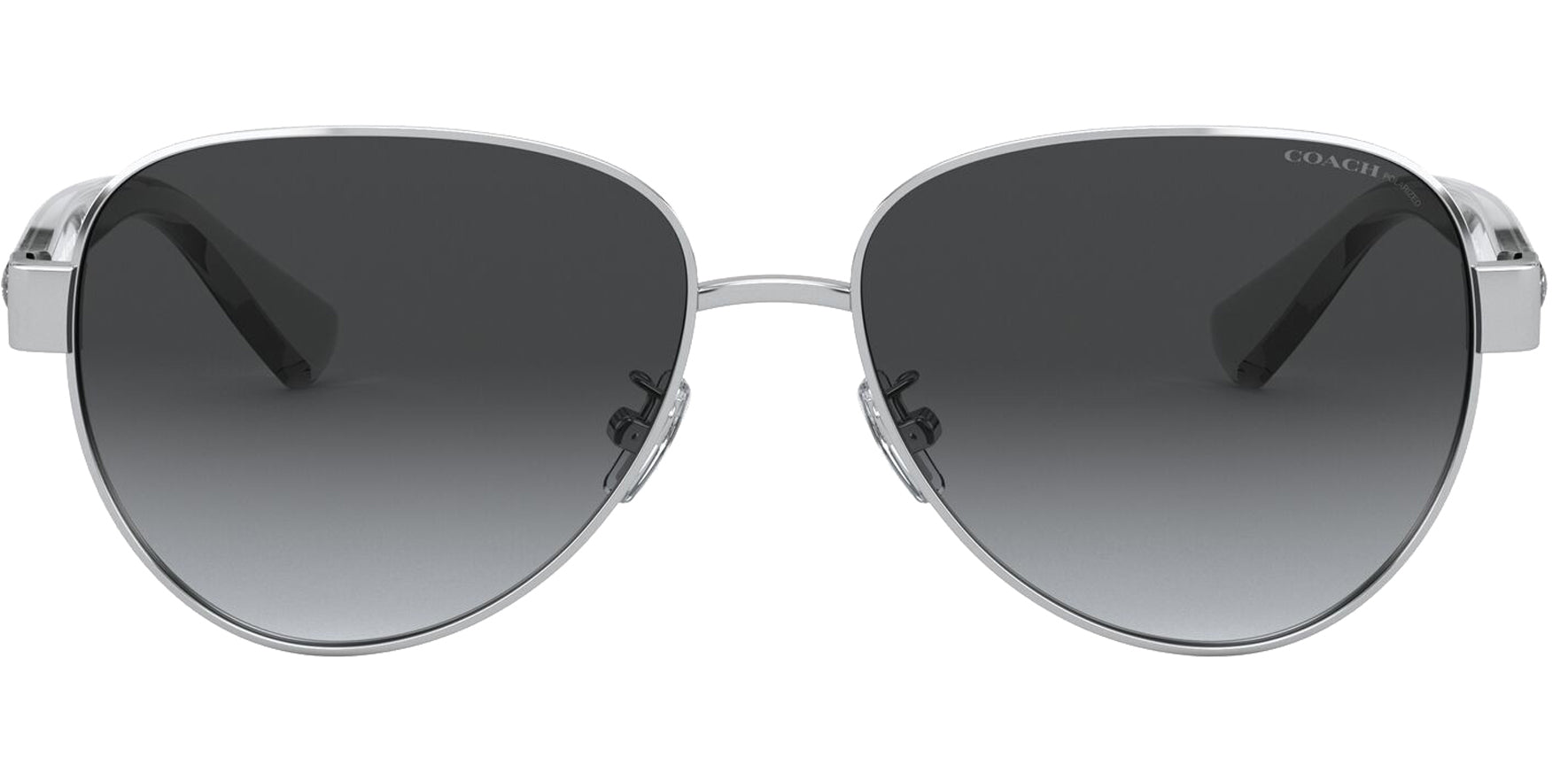 Coach Polarized Shiny Silver-Tone Aviator w/ Gradient Lens - Eyedictive