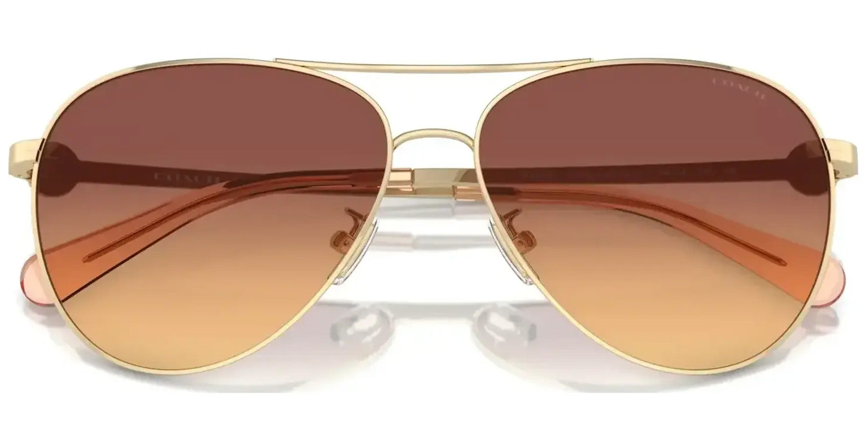 Coach Shiny Light Gold-Tone Aviator w/ Double Gradient Lens