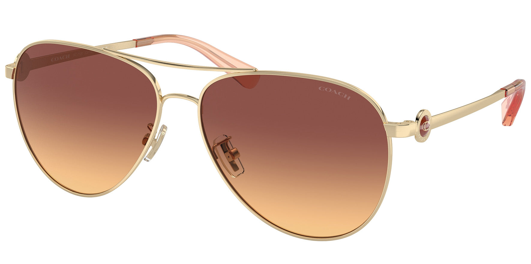 Coach Shiny Light Gold-Tone Aviator w/ Double Gradient Lens