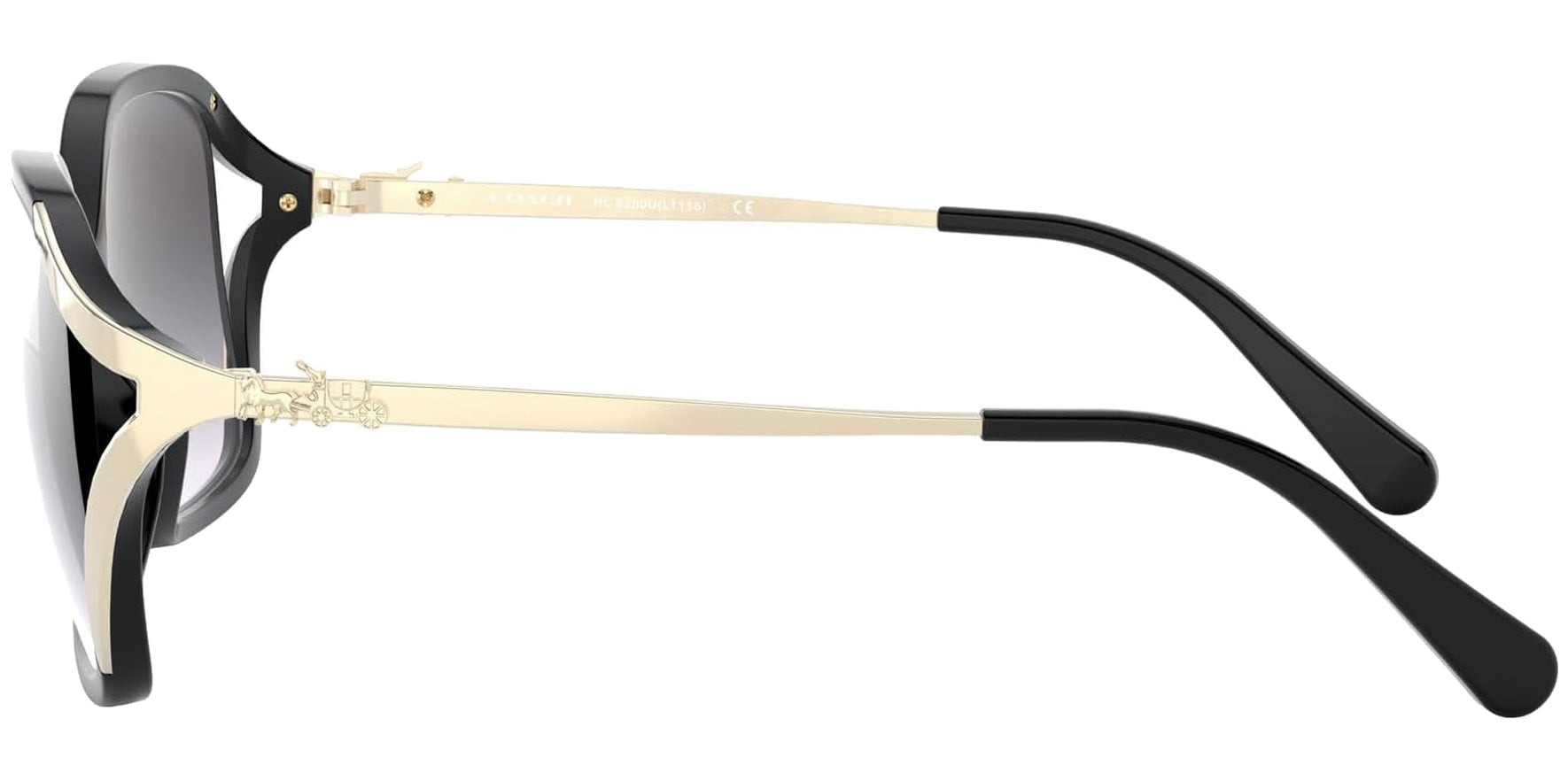 Coach Black/Gold-Tone Oversized Square w/ Gradient Lens - Eyedictive