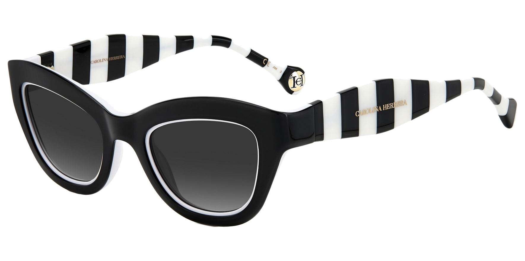 Carolina Herrera Striped Temple Two-Tone Cat Eye