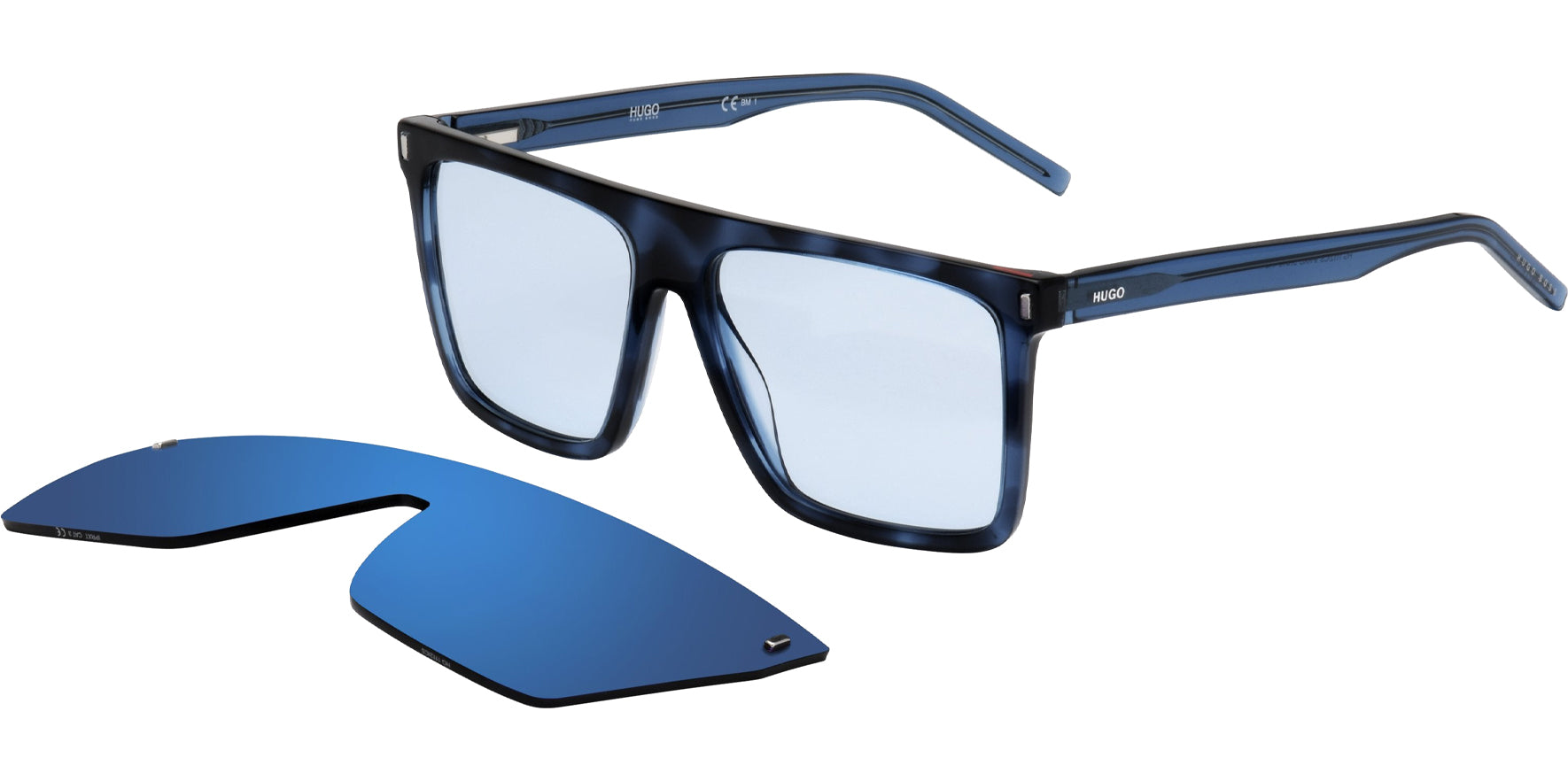 HUGO By Hugo Boss Flat Top Square w/ Clip-On Mirror Lens - Eyedictive