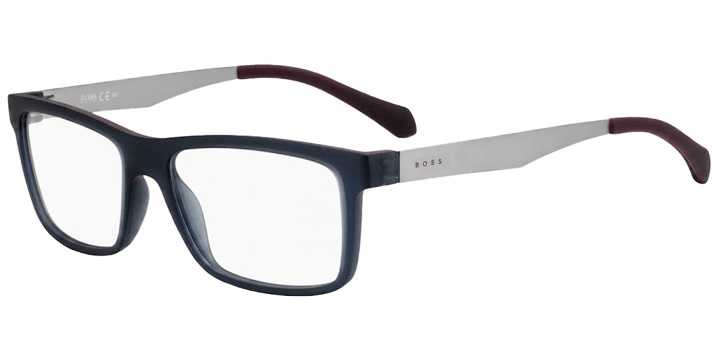 Hugo Boss Rectangle Eyeglasses w/ Flat Metal Temples