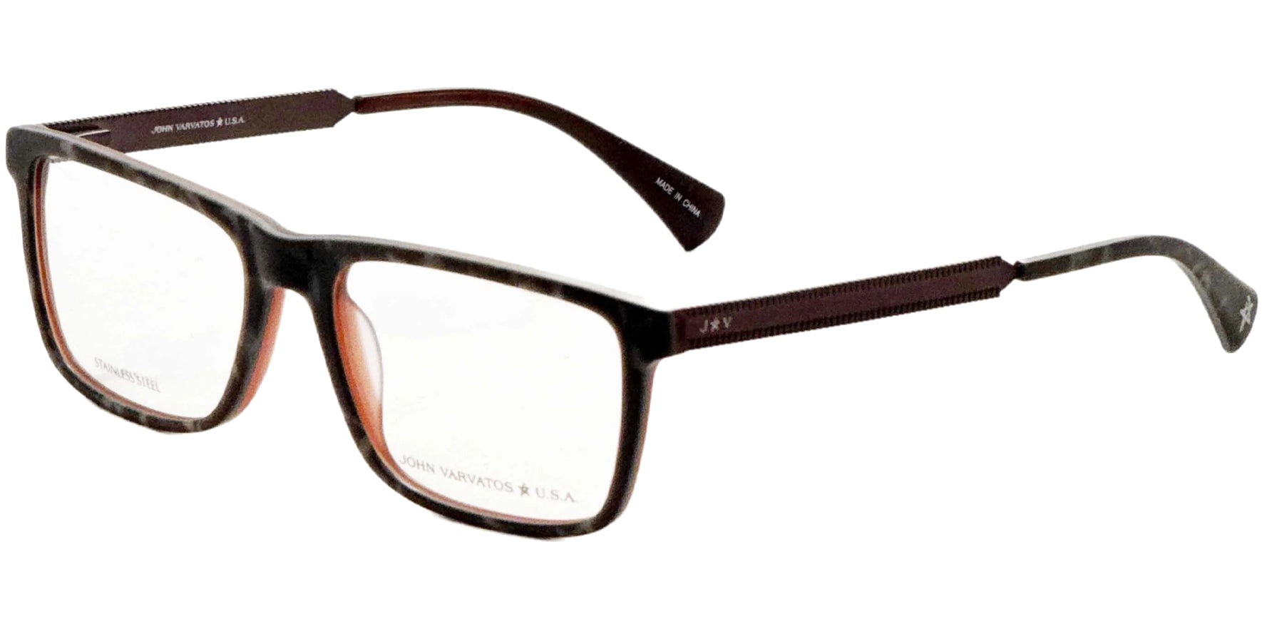 John Varvatos Grey Tortoise Square Eyeglass Frames