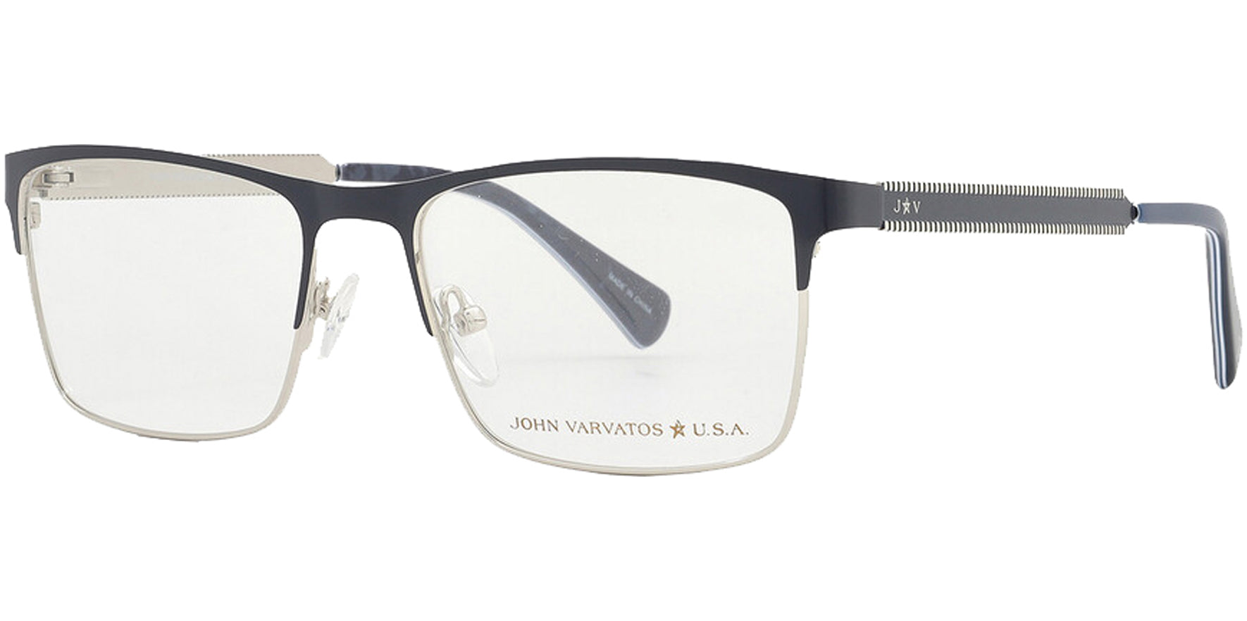 John Varvatos Navy Browline Square Eyeglass Frames