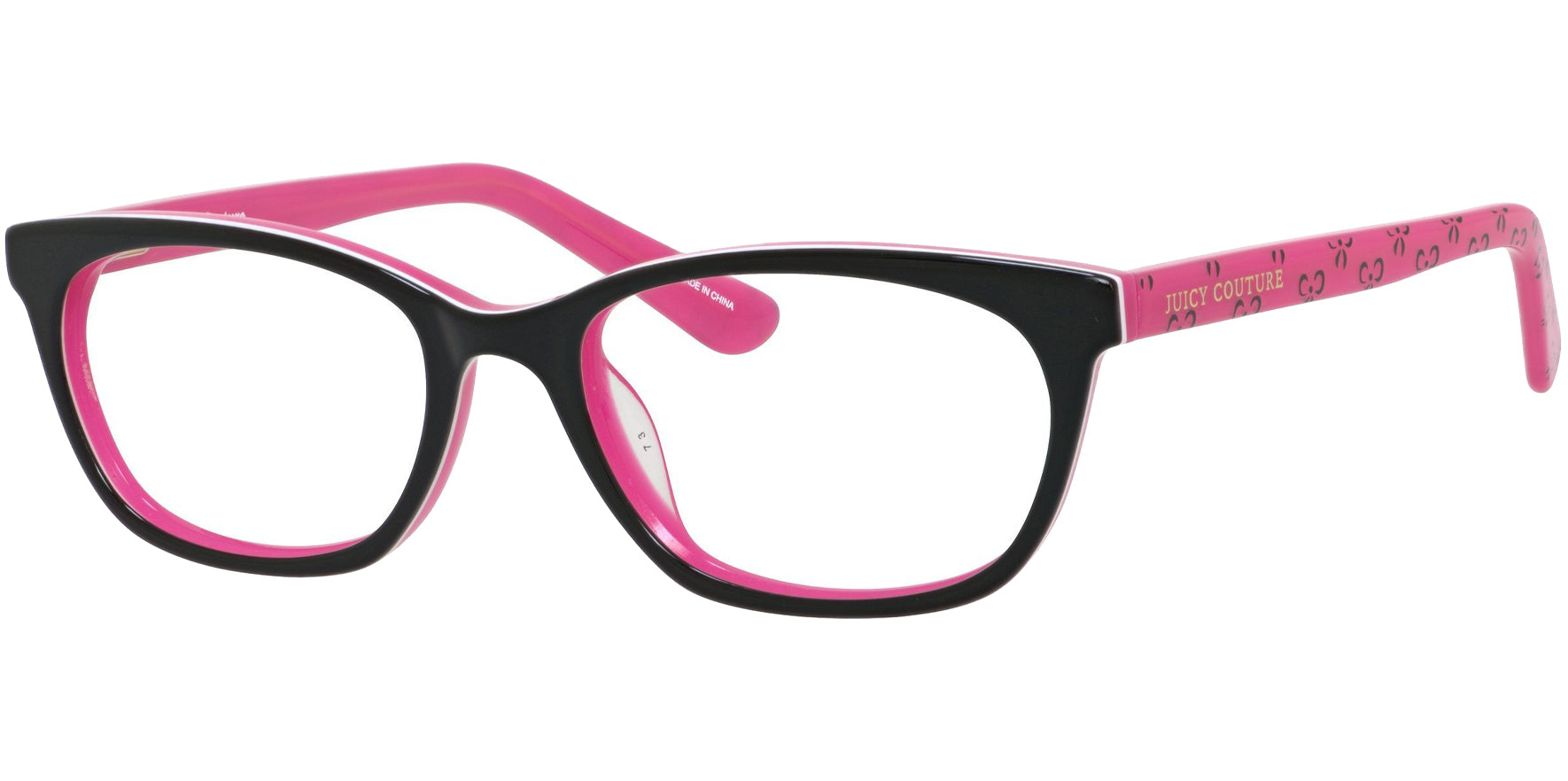 Juicy Couture Soft Cat-Eye Eyeglasses w/ Bow Temple Pattern