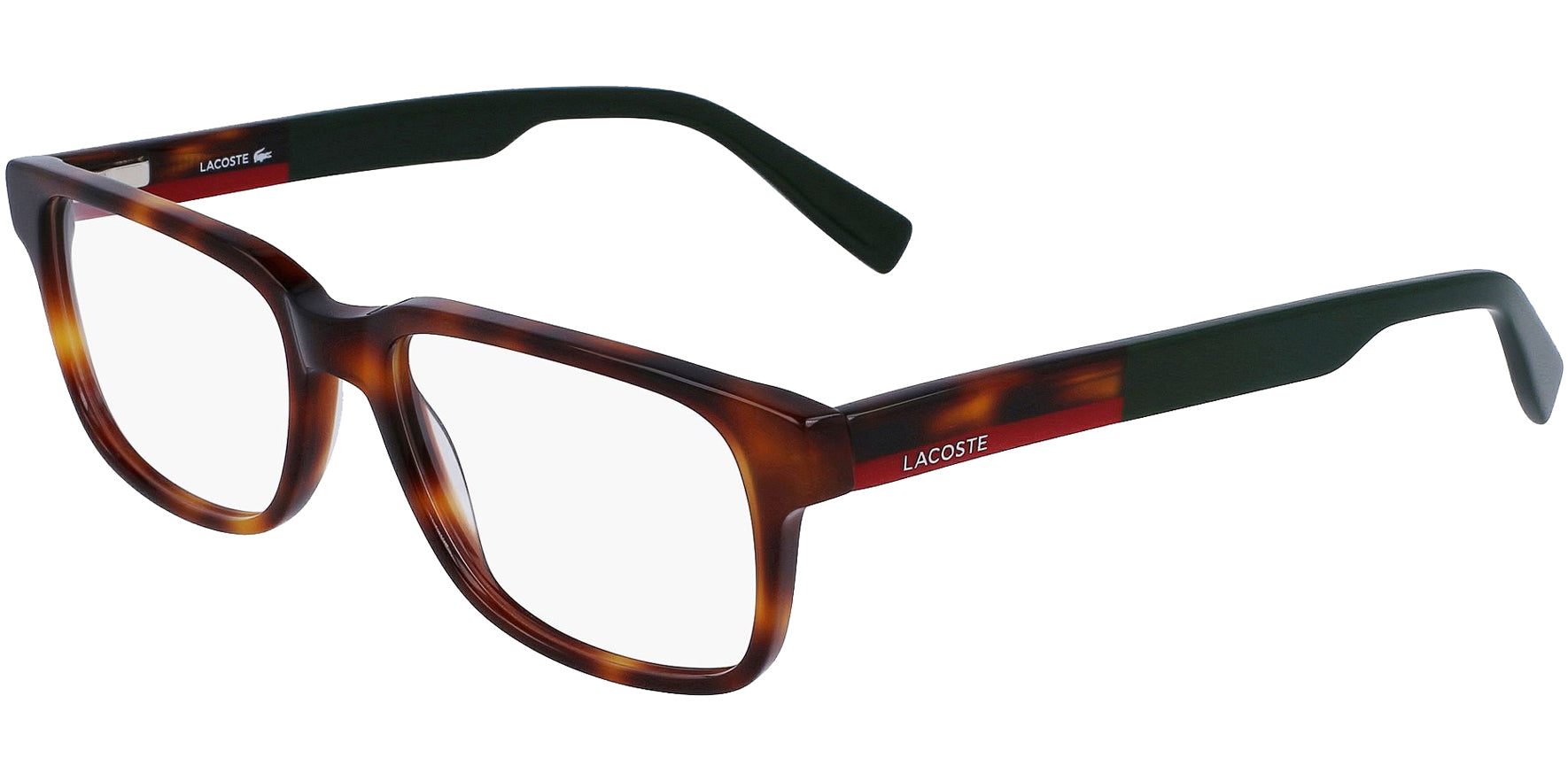 Lacoste Men's Tortoise Rectangle Eyeglass Frames w/ Steel Flex Hinges