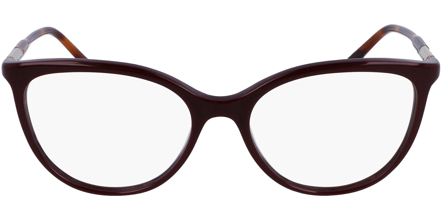 Lacoste Dark Red Cat-Eye Eyeglass Frames w/ Tortoise Temples