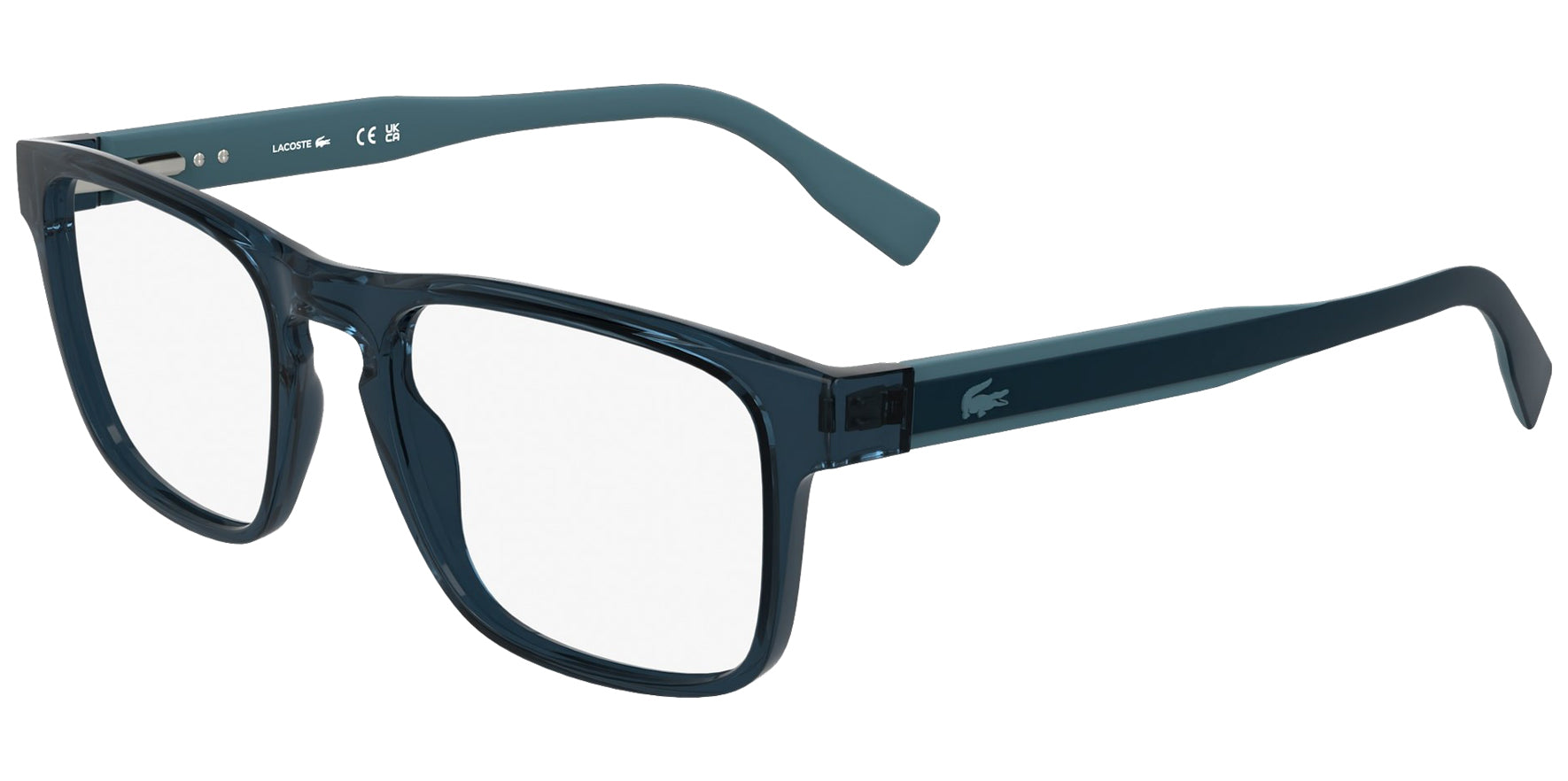 Lacoste Transparent Rectangle Eyeglass Frames w/ Spring Flex Temples
