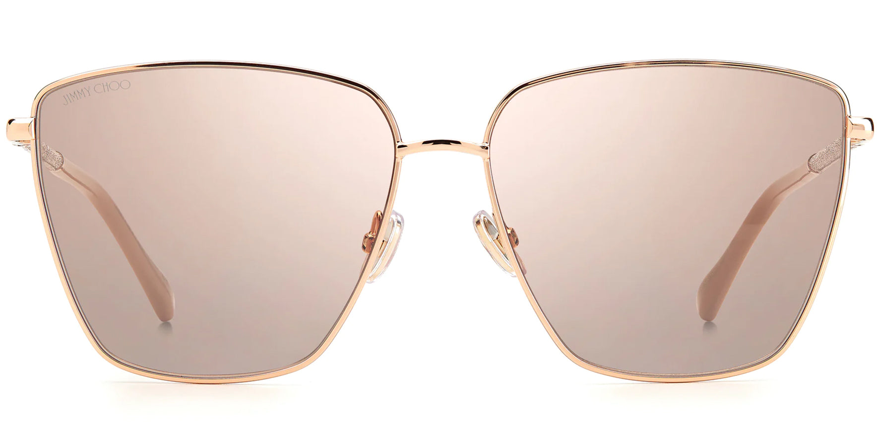 Jimmy Choo Nude/Gold-Tone Asymmetric Square - Eyedictive