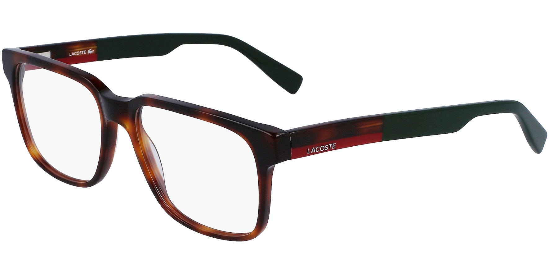 Lacoste Tortoise Soft Square Eyeglass Frames w/ Steel Hinges