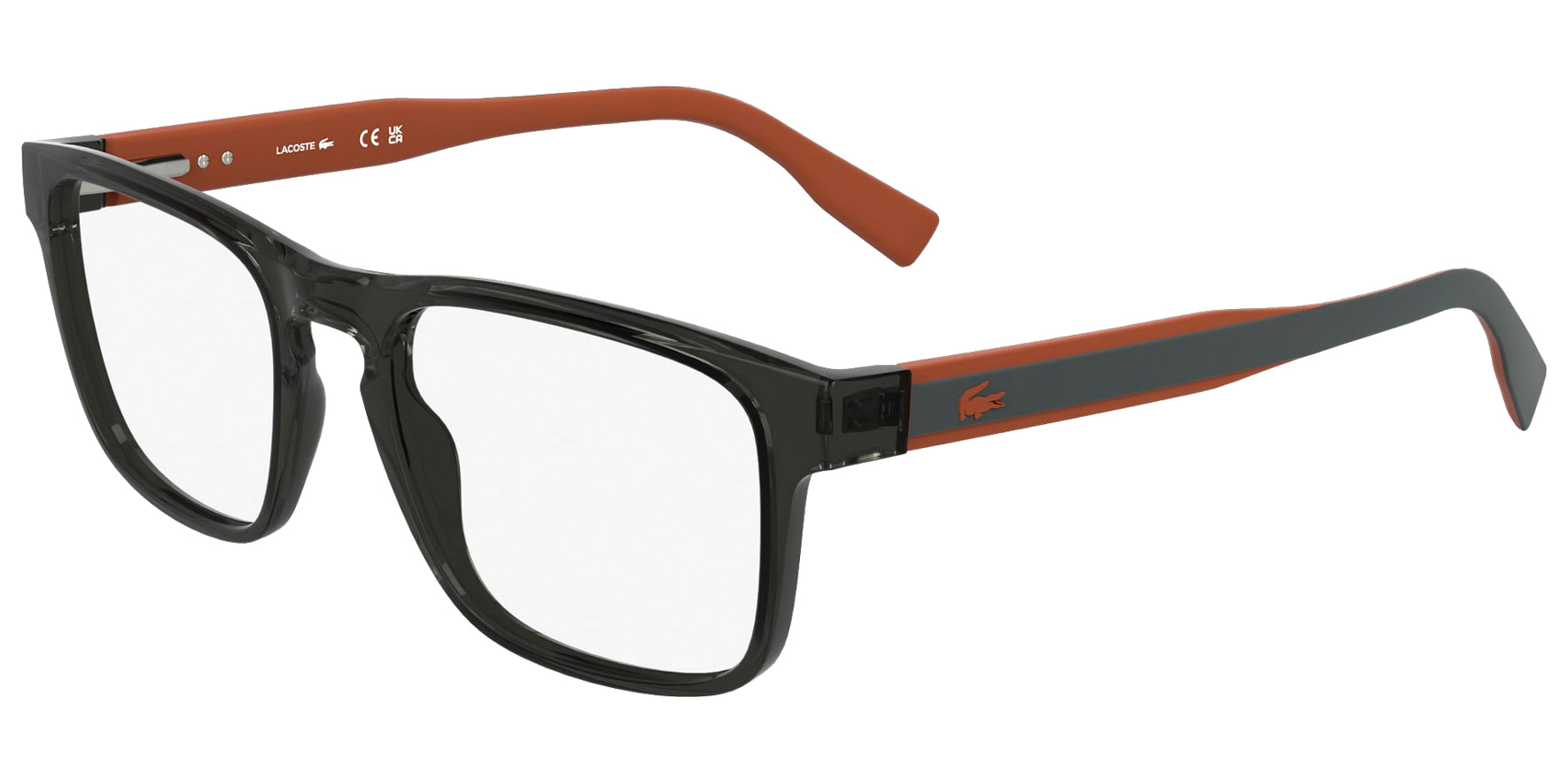 Lacoste Transparent Rectangle Eyeglass Frames w/ Spring Flex Temples