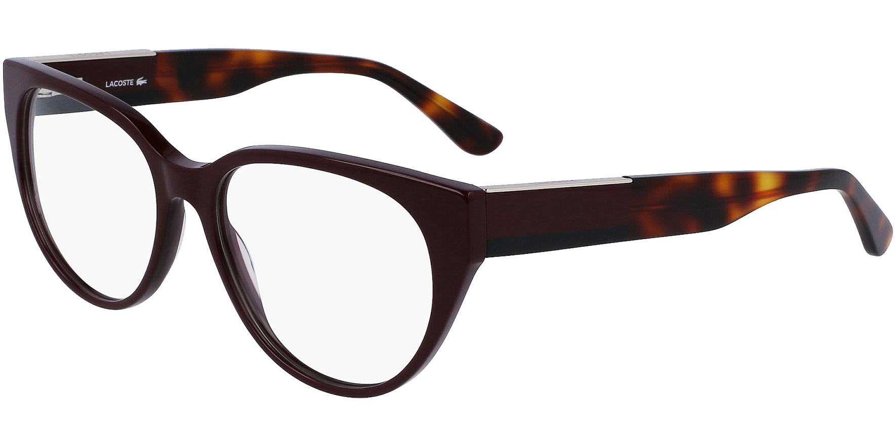 Lacoste Women's Dark Red Oval Cat-Eye Eyeglass Frames