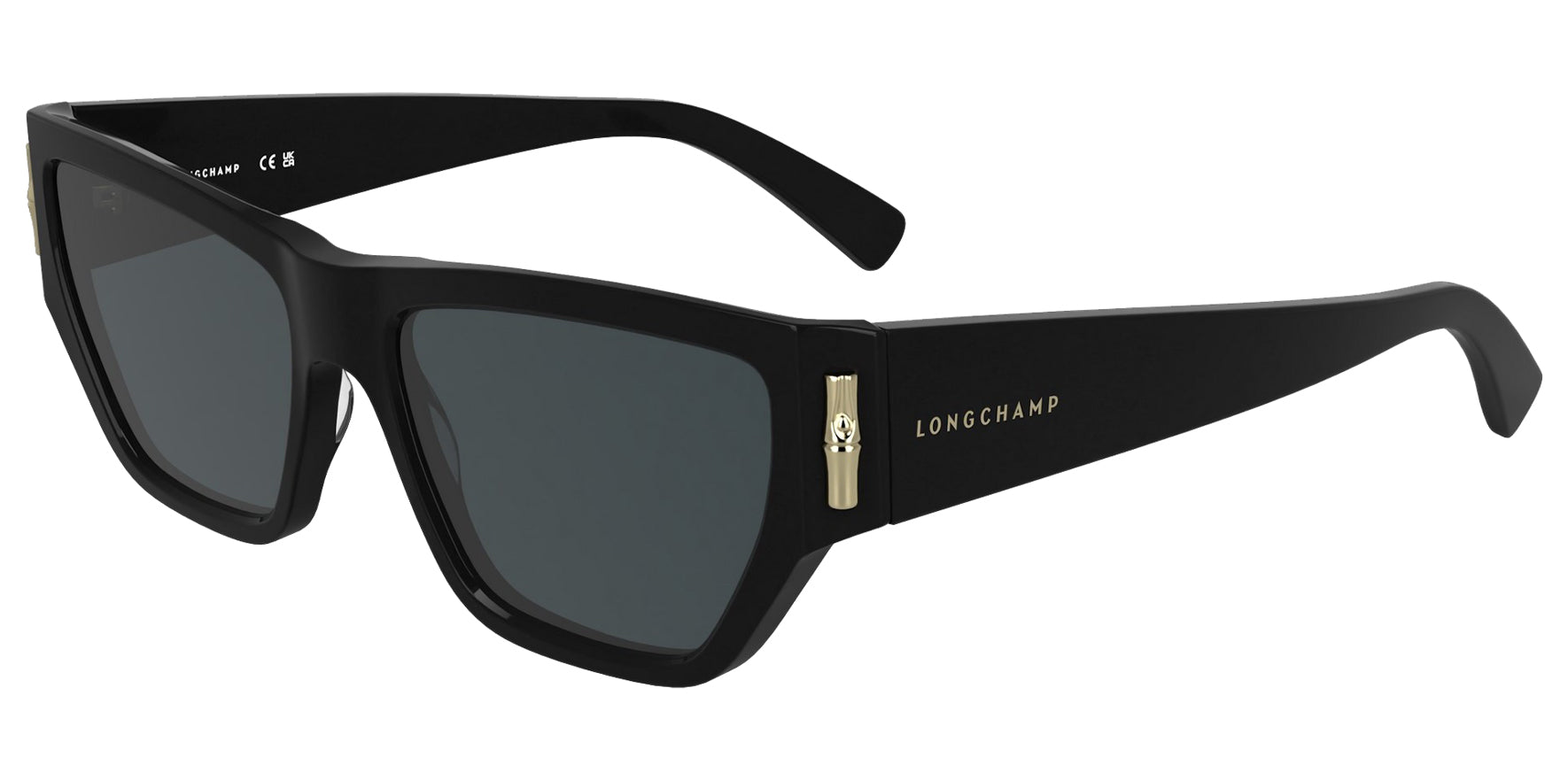 Longchamp Black Geometric Cat Eye w/ 5-Barrel Steel Hinges