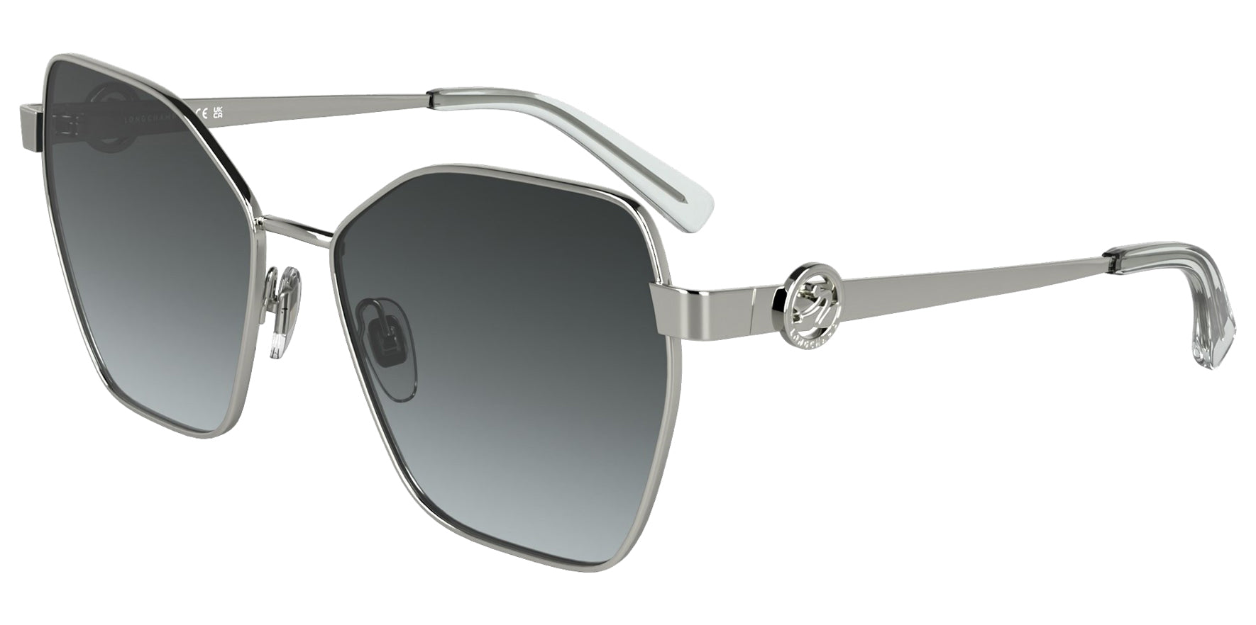 Longchamp Silver-Tone Slim Metal Geometric Butterfly w/ Acetate Tips