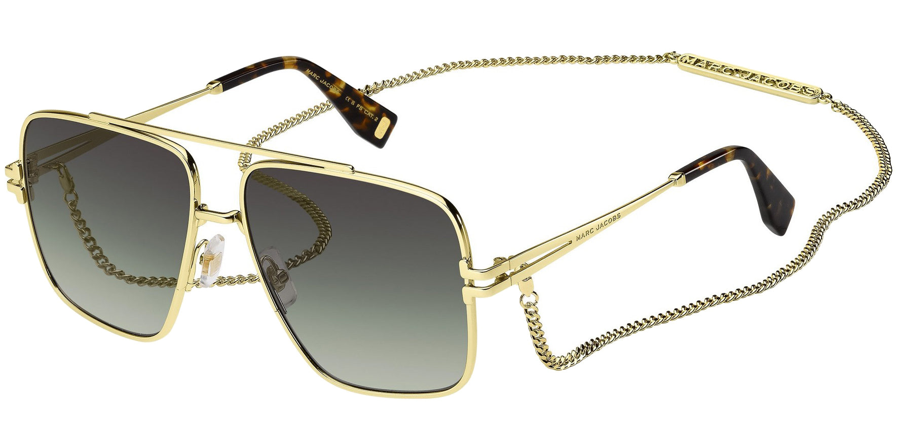 Marc Jacobs Gold-Tone/Havana Navigator w/ Detachable Chain