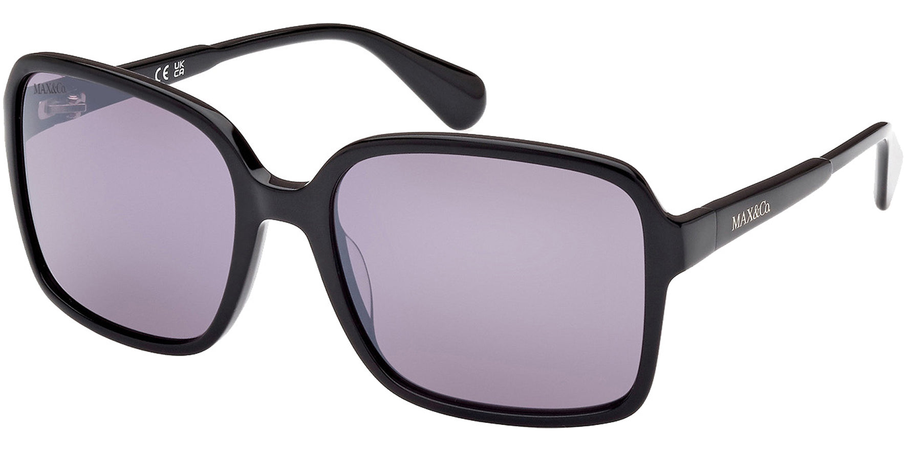 Max & Co Shiny Black Oversized Soft Square w/ Mirror Lens