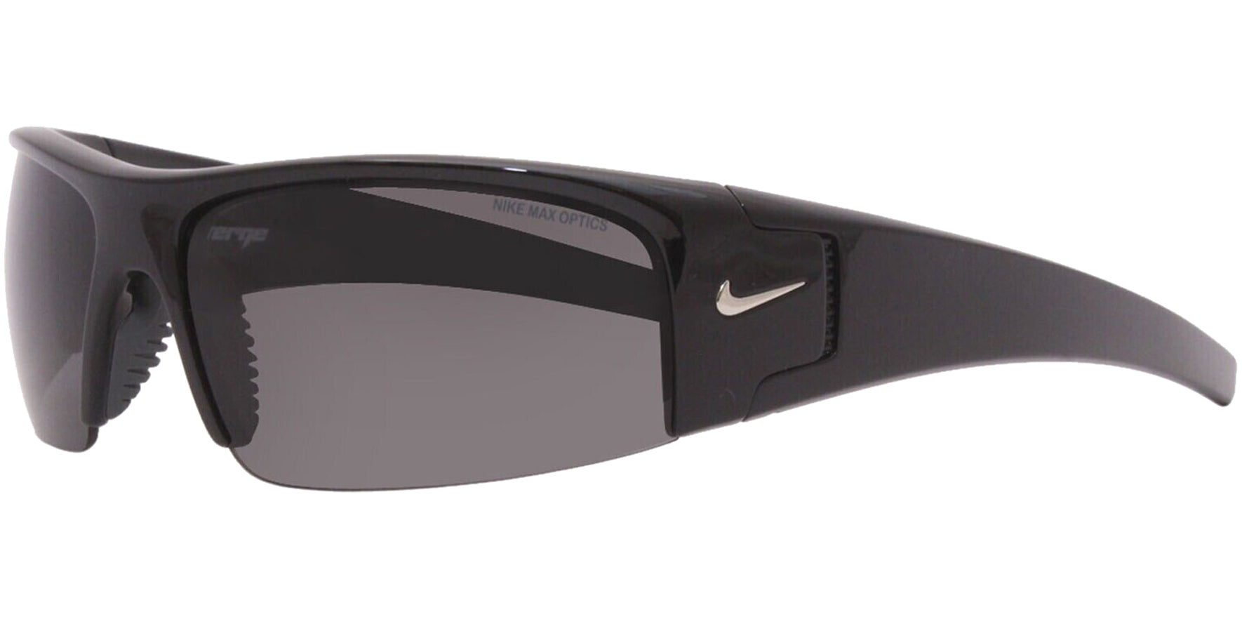 Nike Diverge Shiny Black Semi-Rimless Wrap w/ Max Optics Lens