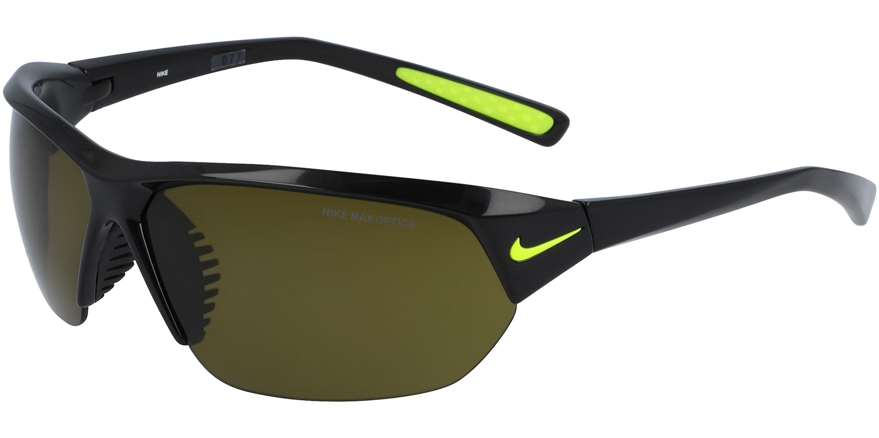 Nike Skylon Ace Black Semi-Rimless Sports Wrap w/ MAX Optic Mirror Lens