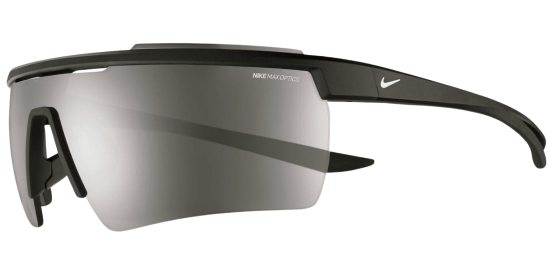 Nike Windshield Elite 20 Rectangular Half-Rim Wrap w/ Max Optics Mirrored Shield Lens - Eyedictive