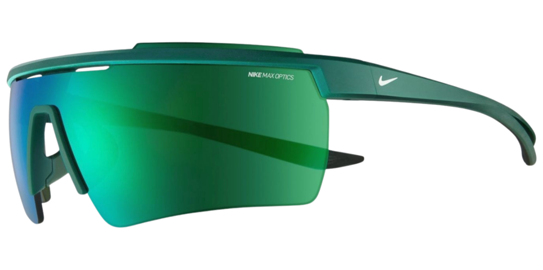 Nike Windshield Elite 20 Rectangular Half-Rim Wrap w/ Max Optics Mirrored Shield Lens - Eyedictive