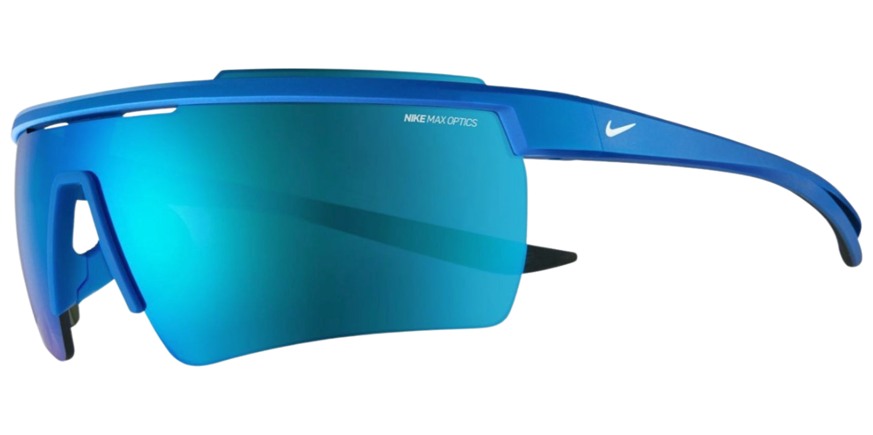 Nike Windshield Elite 20 Rectangular Half-Rim Wrap w/ Max Optics Mirrored Shield Lens - Eyedictive