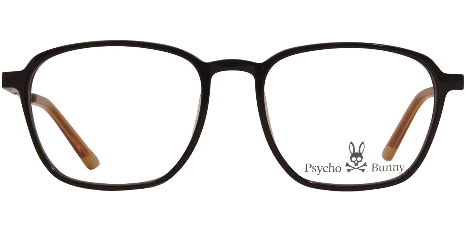Psycho Bunny Men's Black Soft Square Eyeglass Frames w/ Steel Flex Hinges