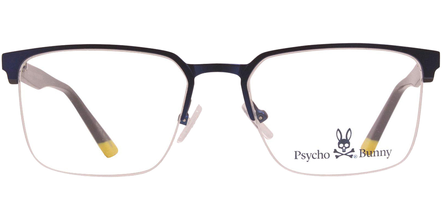 Psycho Bunny Semi-Rimless Square Eyeglass Frames w/ Spring Flex Hinges
