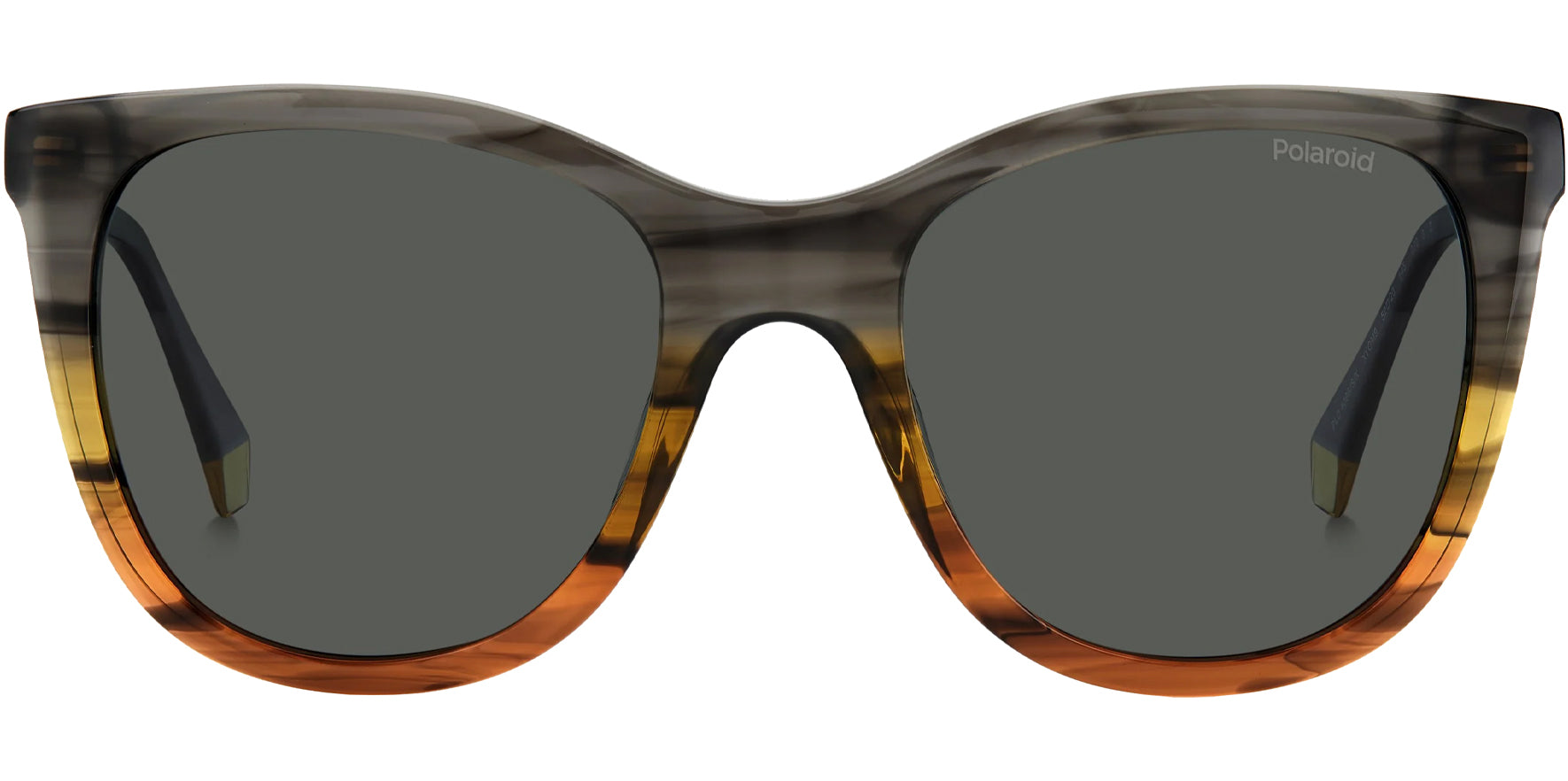 Polaroid Polarized Crystal Grey/Striped Horn Rounded Cat Eye - Eyedictive