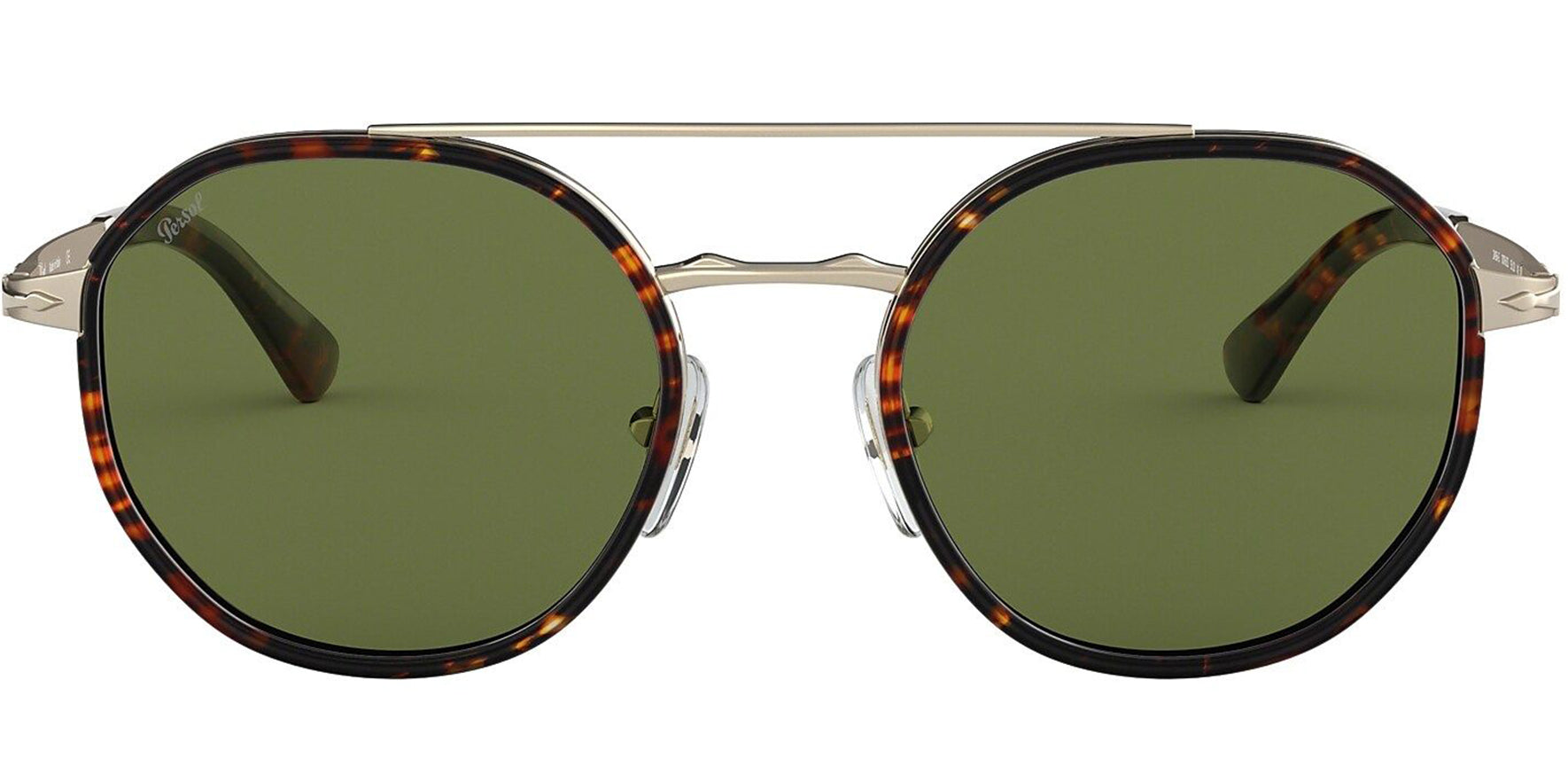 Persol Gold-Tone Round Brow-Bar w/ Glass Lens - Eyedictive