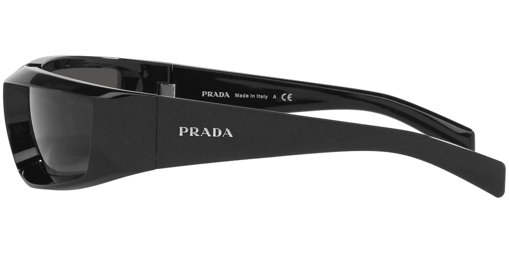 Prada Polished Black Rectangle Wrap - Eyedictive