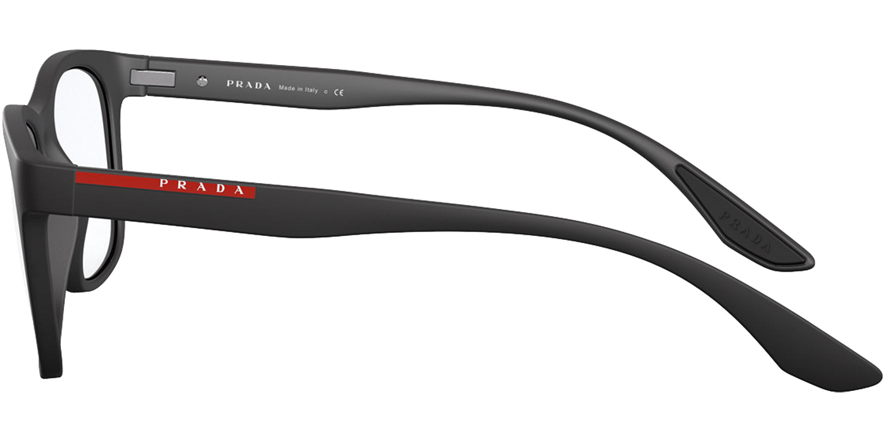 Prada Linea Rossa Black Rubber Soft Square Eyeglass Frames - Eyedictive