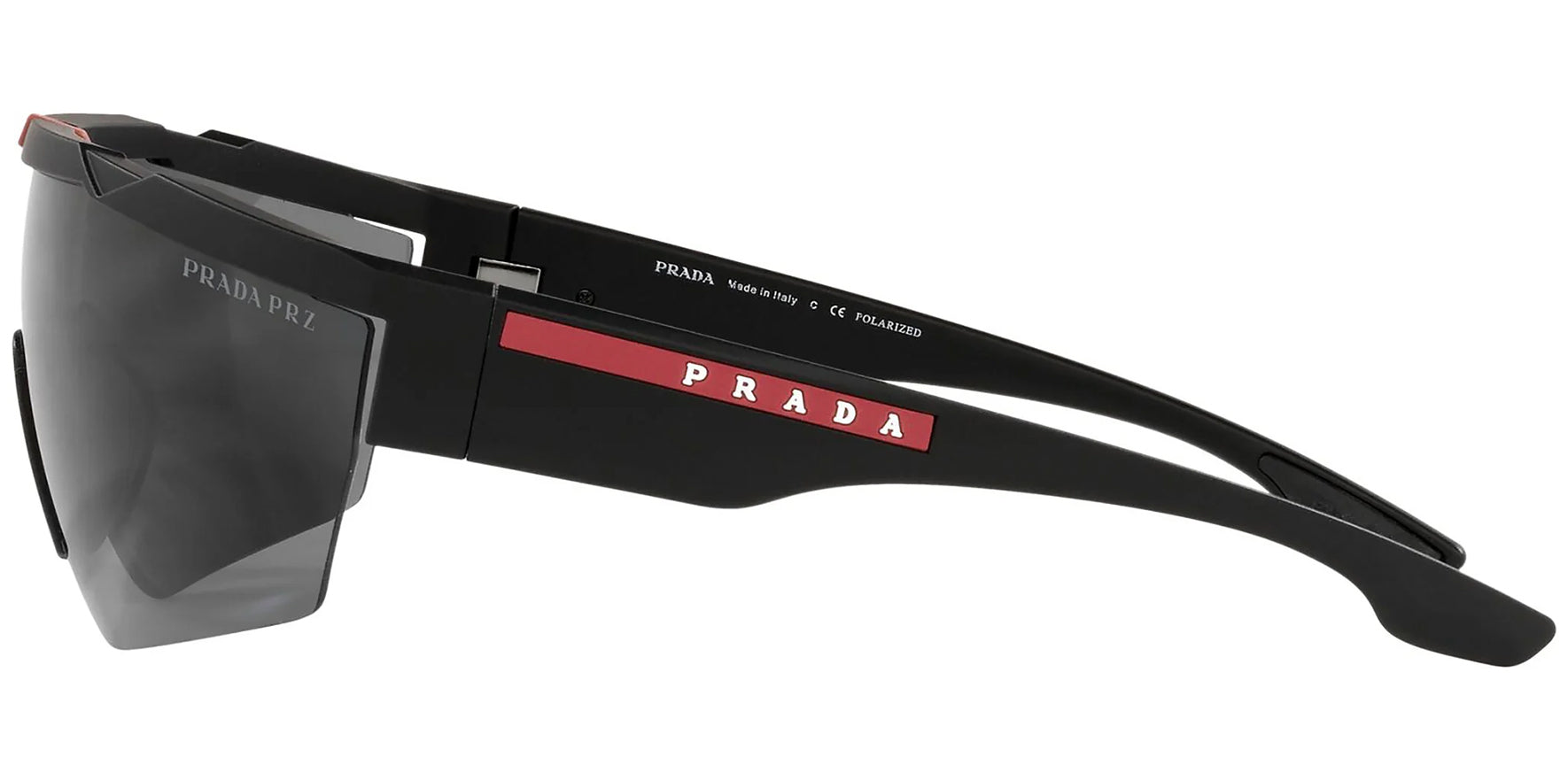 Prada Linea Rossa Polarized Black Rubber Performance Shield - Eyedictive