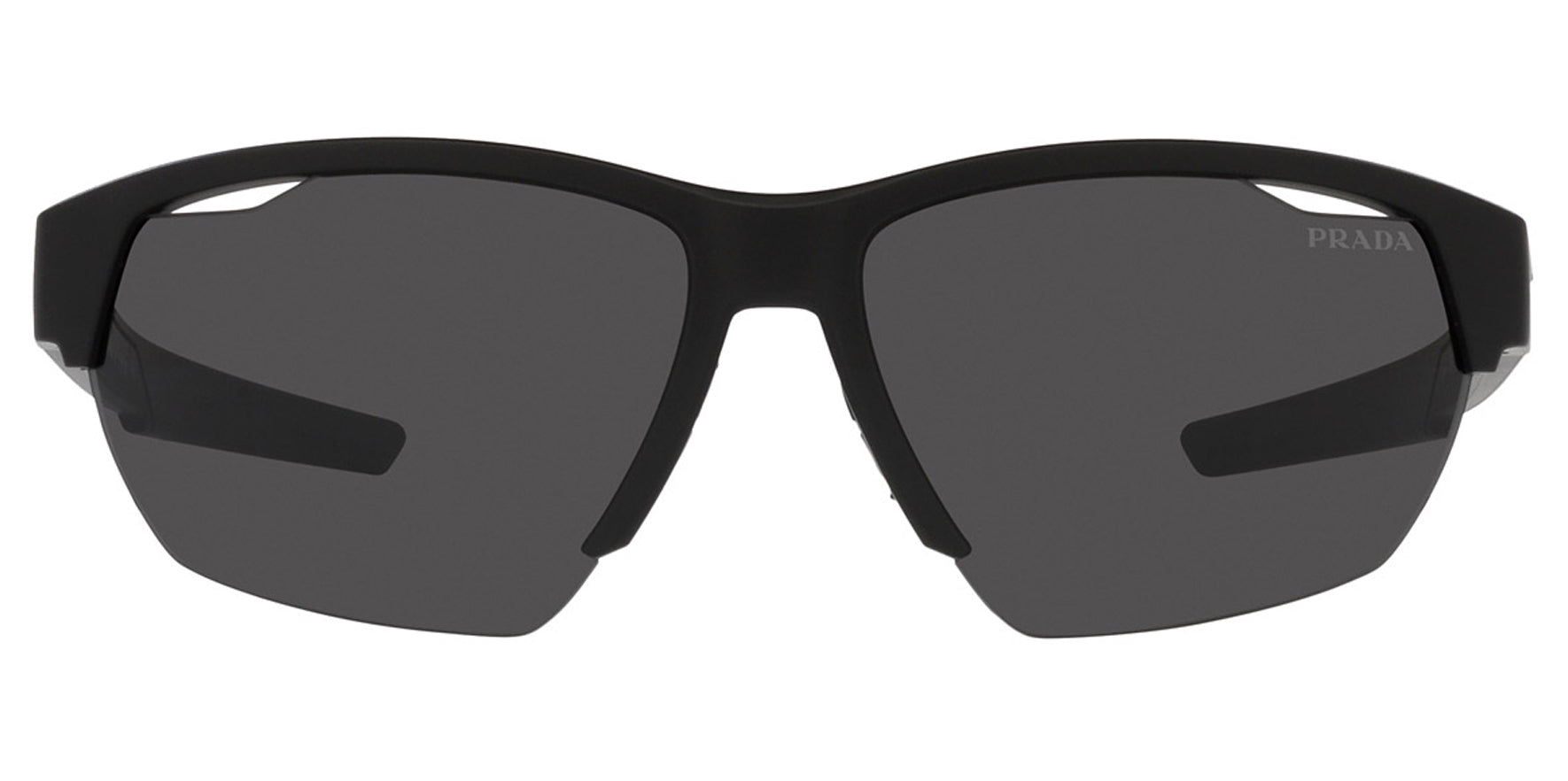 Prada Linea Rossa Matte Black Semi-Rimless Sport Wrap - Eyedictive