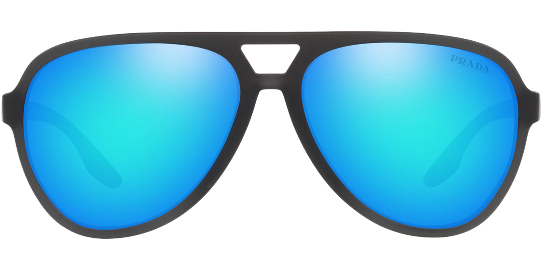 Prada Linea Rossa Grey Transparent Rubber Pilot w/ Mirror Lens - Eyedictive