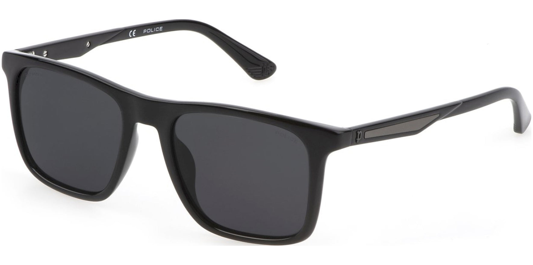 Police Groove Polarized Black Square w/ 5-Barrel Steel Hinges