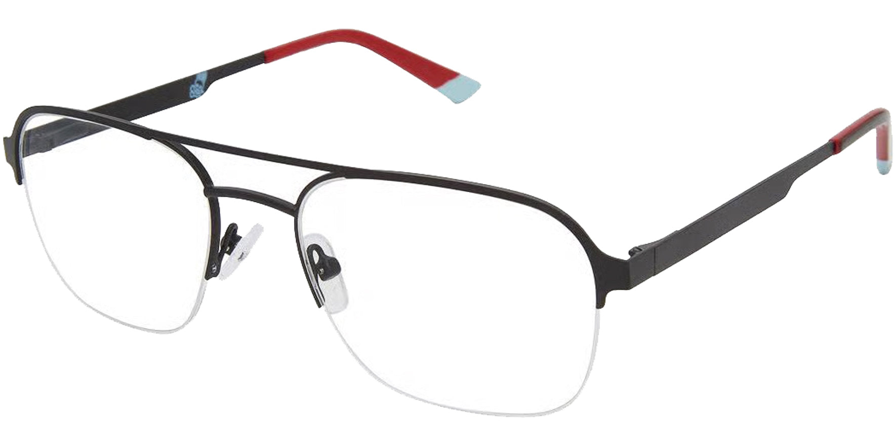 Psycho Bunny Matte Black Semi-Rimless Navigator Eyeglass Frames