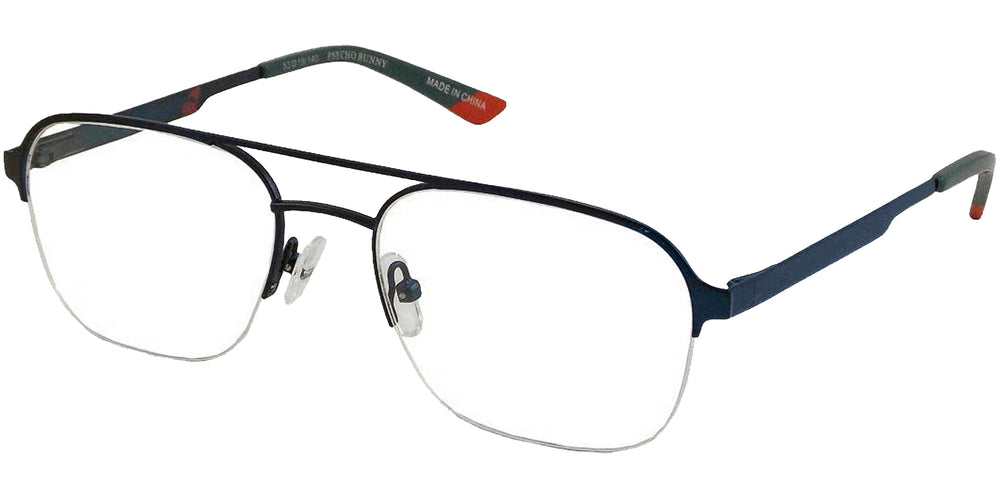 Psycho Bunny Matte Blue Semi-Rimless Navigator Eyeglass Frames – Eyedictive