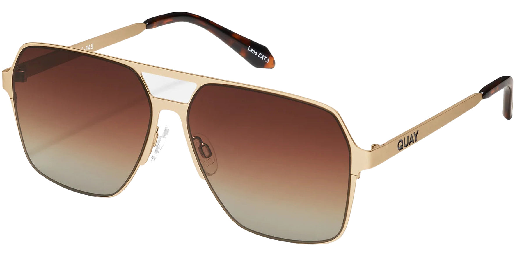Quay Backstage Pass Polarized Gold-Tone Navigator w/ Gradient Lens