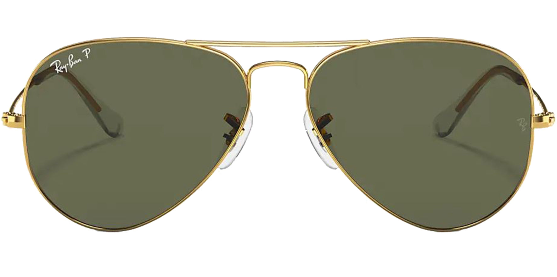 Ray-Ban Polarized Large Fit Gold-Tone Aviator w/ Glass Lens - Eyedictive