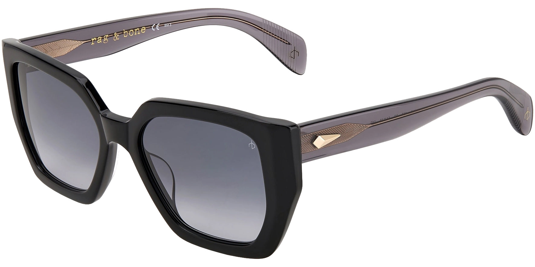 Rag & Bone Black Squared Cat Eye w/ Gradient Lens