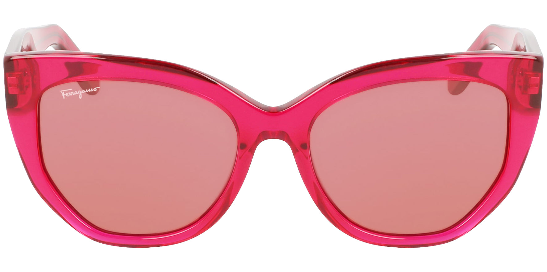 Salvatore Ferragamo Oversize Transparent Red Cat Eye