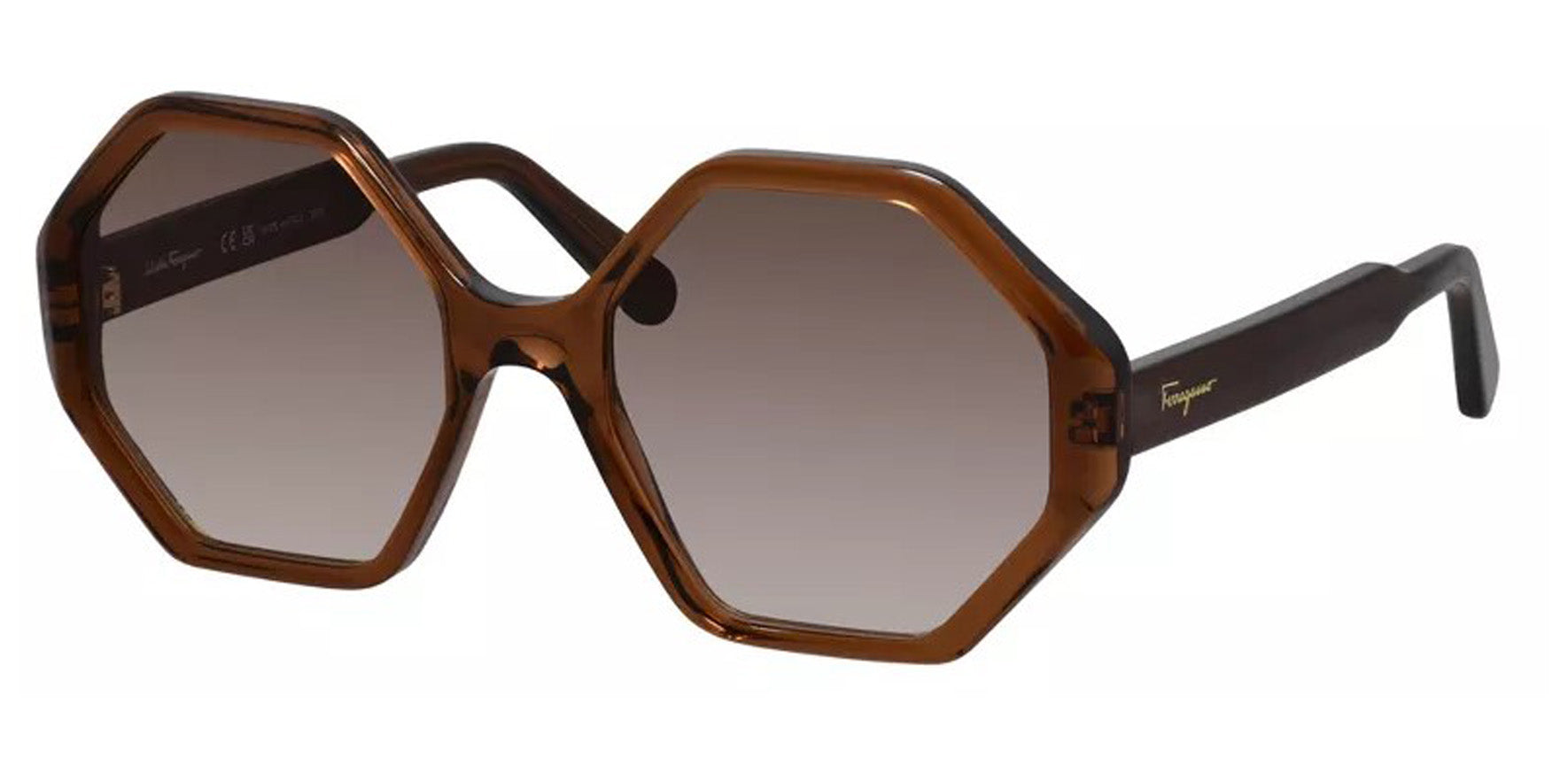 Ferragamo Crystal Brown Geometric w/ Gradient Lens