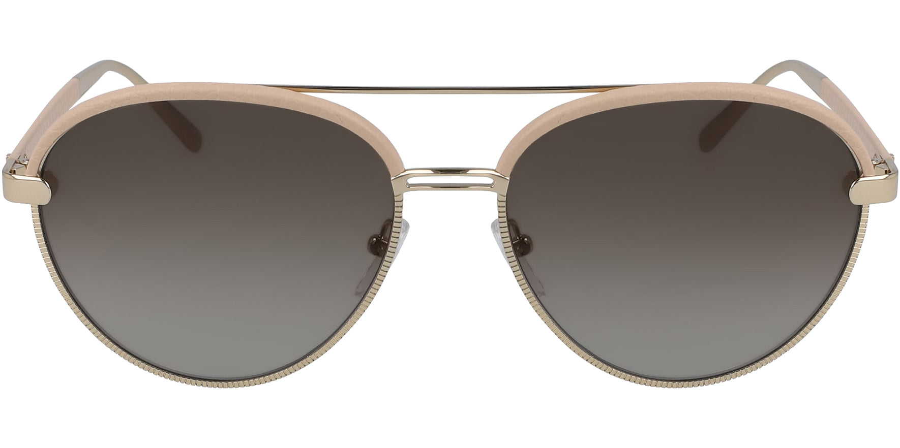 Salvatore Ferragamo Gold-Tone/Leather Pilot w/ Gradient Lens - Eyedictive